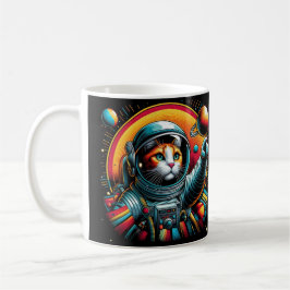 Café ¡Colorida taza de gato espacial!