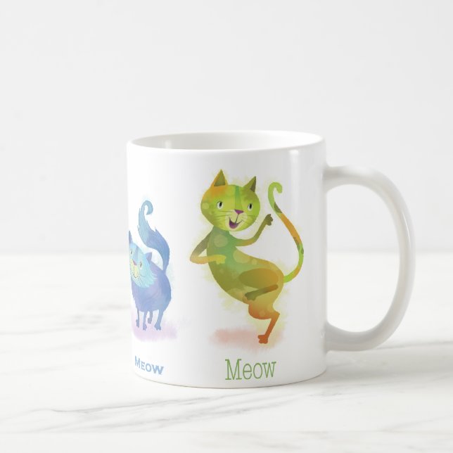 Café Colorida taza de gato feliz (Derecha)