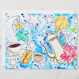 Café con arte de hojas de otoño