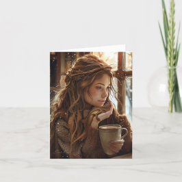 Café con tarjeta plegada de amigos