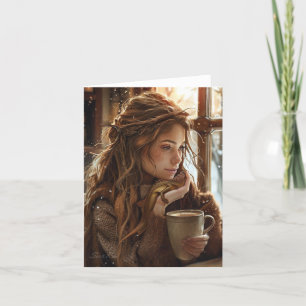 Café con tarjeta plegada de amigos