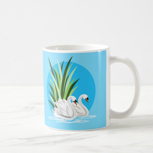 Café con tazas de regalo de par de cisne blanco (Derecha)