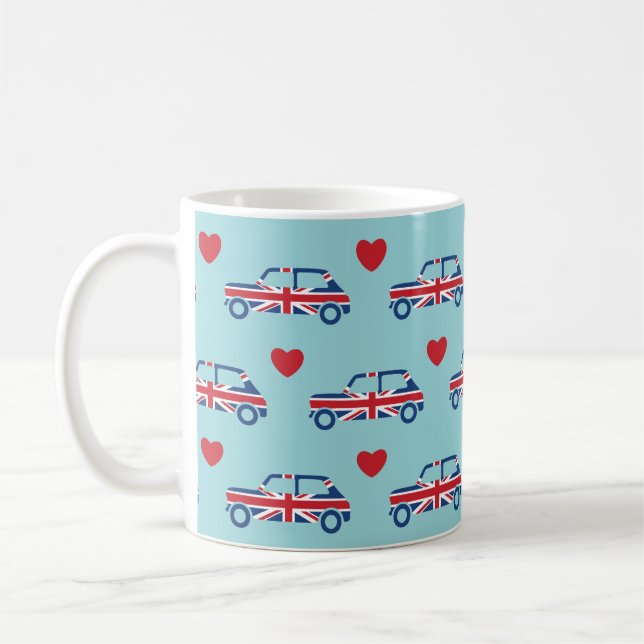 Café Corazones de Mini Cooper - taza británica del (Izquierda)