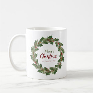 Café Corona festiva y letra Taza de Feliz Navidad