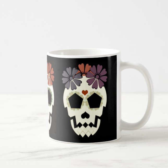 Café Cráneo con la taza de las flores (Derecha)