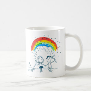 Café Creando el arco iris junto ame la taza de los
