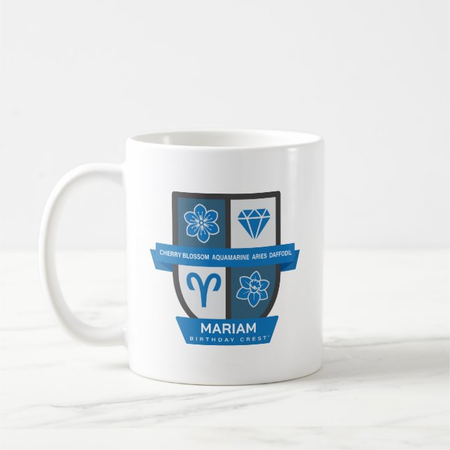Café Crest™ de cumpleaños de Aries para taza del 21-31  (Izquierda)