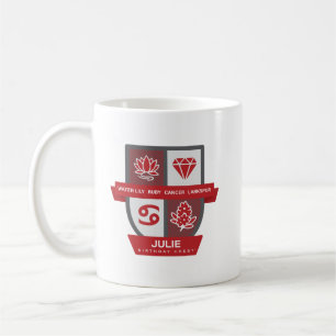 Café Crest de cumpleaños de Cáncer™ para taza del 1 al