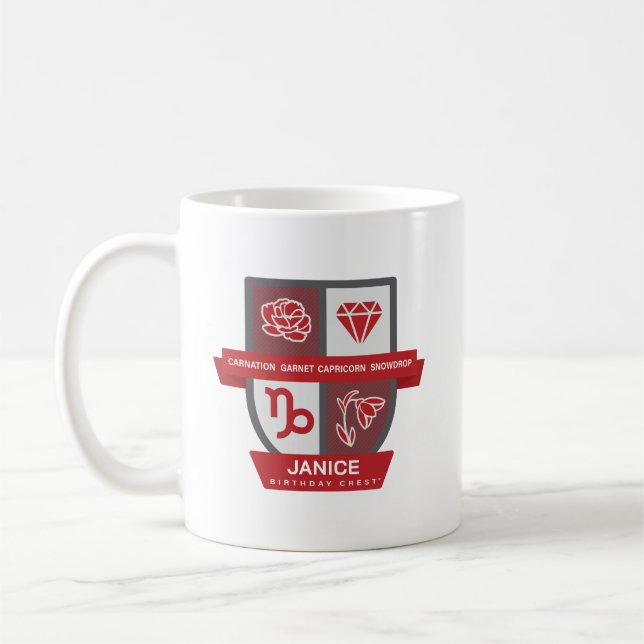 Café Crest de cumpleaños de Capricornio™ para taza del  (Izquierda)