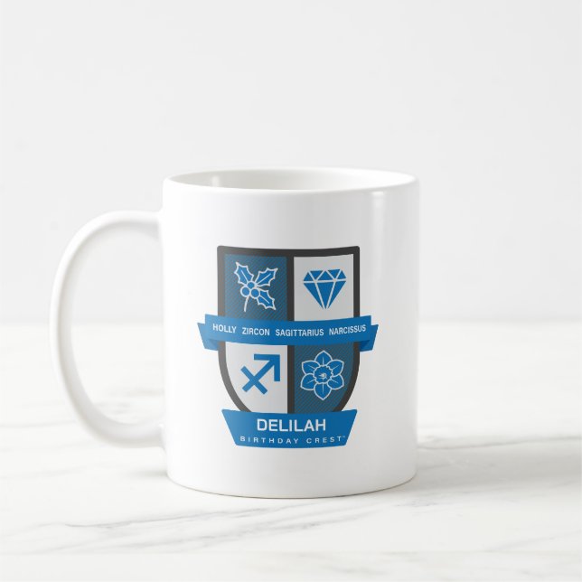 Café Crest de cumpleaños de Sagitario™ para taza del 1  (Izquierda)