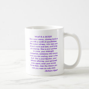 Café ¿Cuál es una hermana? Taza con la cita de Barbar