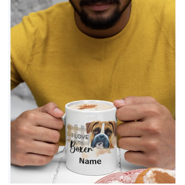 Café de Boxer de perro, taza (Boxer Dog Pet Coffee Mug)