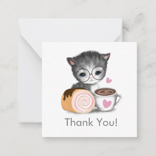 Café de gato lindo gatito gracias tarjeta de nota