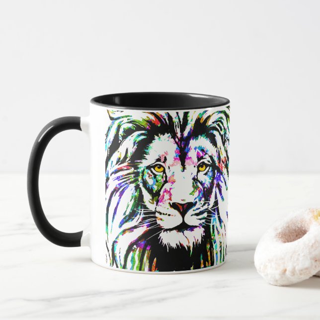 Café de León Mug - Copa de Café de Cabeza de León (Con donut)