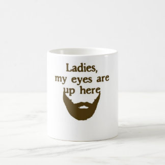 Café De los ojos taza de la barba para arriba aquí