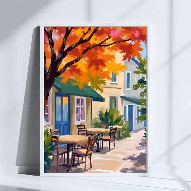 Café de otoño arte de acuarela de follaje de otoño (Subido por el creador)