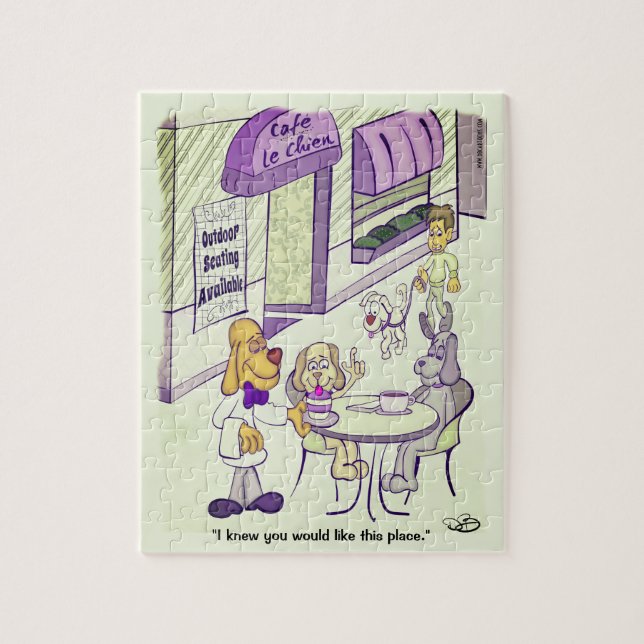 Café de Perros Divertido Rompecabezas de 8 x 10 (Vertical)