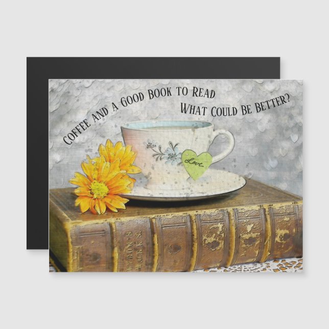 Café de vacaciones y un buen libro para leer (Anverso/Reverso)