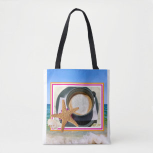 Café de verano postre de la bolsa de tote con vist