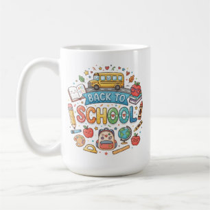 Café De vuelta al cole. Mono. Colorido. Taza