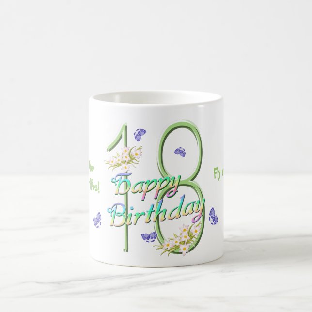 Café décimo octavo Taza de la danza de la mariposa del (Centro)