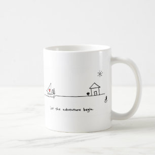 Café "Deje la aventura comenzar" la taza de memoria y