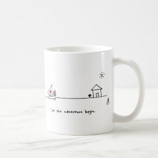 Café "Deje la aventura comenzar" la taza de memoria y