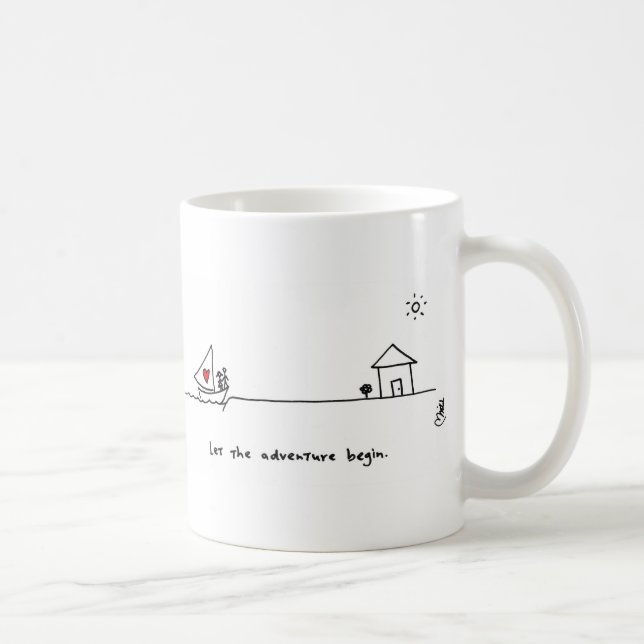 Café "Deje la aventura comenzar" la taza de memoria y (Derecha)