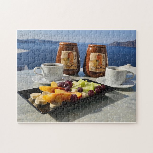Café, desayuno y rompecabezas de una vista (Horizontal)
