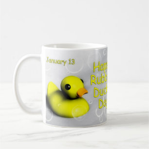 Café Día taza ~ 13 de enero Ducky de goma