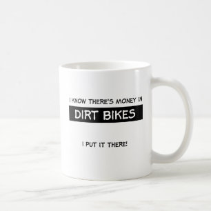 Café Dinero en taza del motocrós de la bici de la