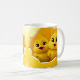 Café diseño de envoltura de taza de pollitas lindas 3d