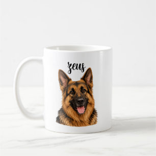 Café Diseño de nombre Zeus Pastor Alemán   Taza para pe