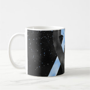 Café Diseño de taza con cinta de conciencia azul negro