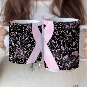 Café Diseño de taza con cinta de concienciación rosa