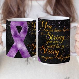 Café Diseño de Taza con Cinta de Concientización Morada