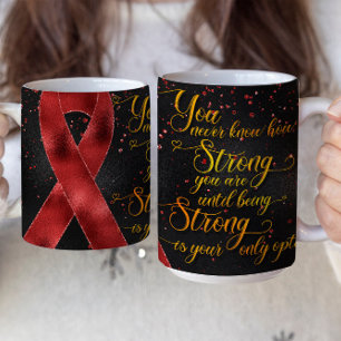 Café Diseño de Taza con Cinta de Concientización Roja