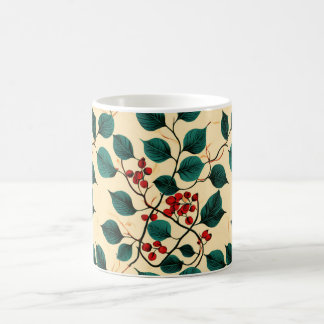 Café Diseño de taza con patrón de hojas botánicas vinta