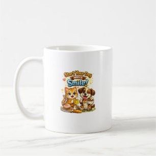 Café Diseño de taza de gatito y cachorro adorable