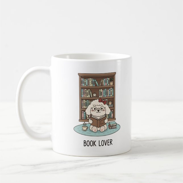 Café Diseño de taza de lectura de poodle cachorro paste (Izquierda)