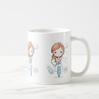 Café Diseño de taza de médico Chibi lindo