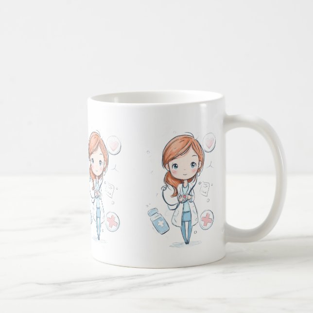 Café Diseño de taza de médico Chibi lindo (Derecha)