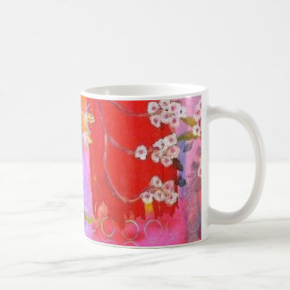 Café Diseño del jardín de la primavera de la taza de