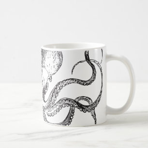 Café Diseño del pulpo - taza blanca clásica de 11 onzas