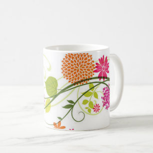 Café Diseños de taza de flores silvestres, taza floral
