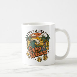 Café Disfruta las olas – Taza de vida de playa vibrante