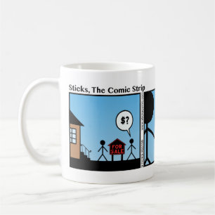Café Divertido para la taza de Stickman del Rótulo de