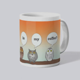 Café ¿Dónde está mi café? Taza de cuatro búhos