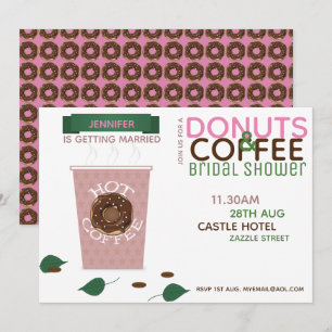 CAFÉ DONUTS Bridal Ducha Invitación Verde Rosa