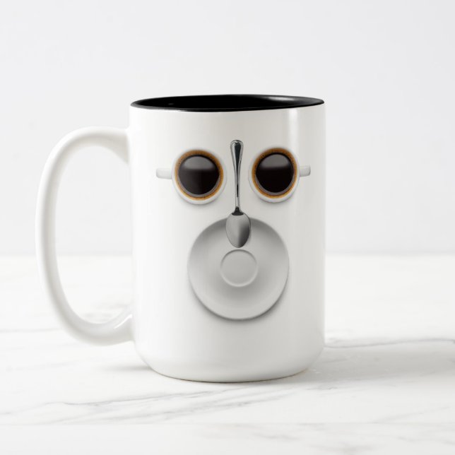 Café: dos tazas de café a Saucer y cuchara (Izquierda)